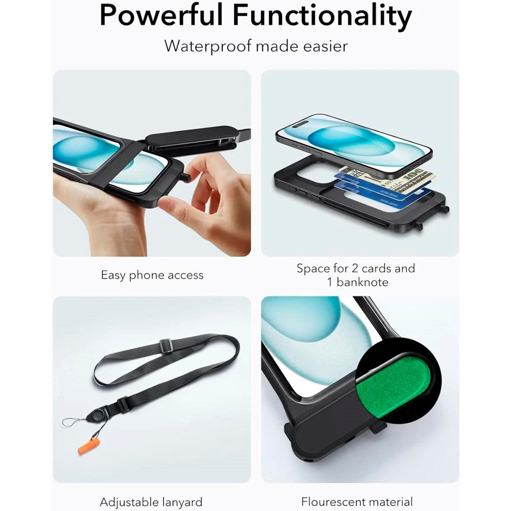 iPhone 15 / 14 / 13 - ESR Vandtæt Case - Sort