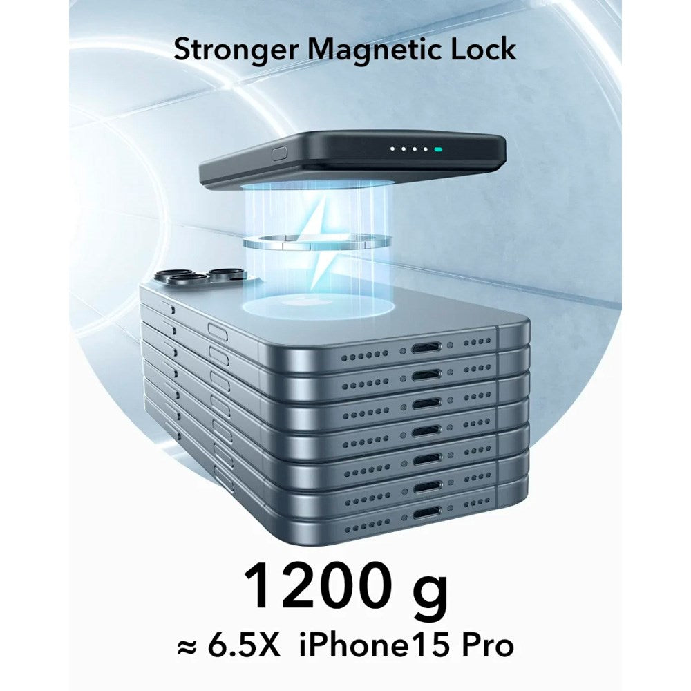 PowerBank m. Kickstand - ESR Qi2 MagSlim - 15W / 5000 mAh - MagSafe Kompatibel - Sort