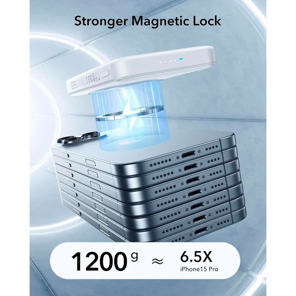 Qi2 MagSlim PowerBank - ESR - 15W / 10.000 mAh - MagSafe Kompatibel - Hvid