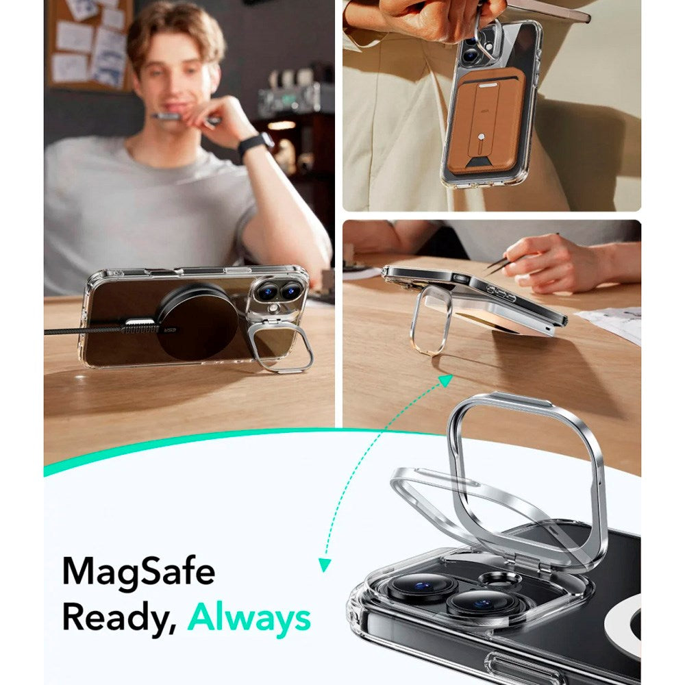 iPhone 16 - ESR Classic Hybrid Cover m. Kickstand - MagSafe Kompatibel - Gennemsigtig