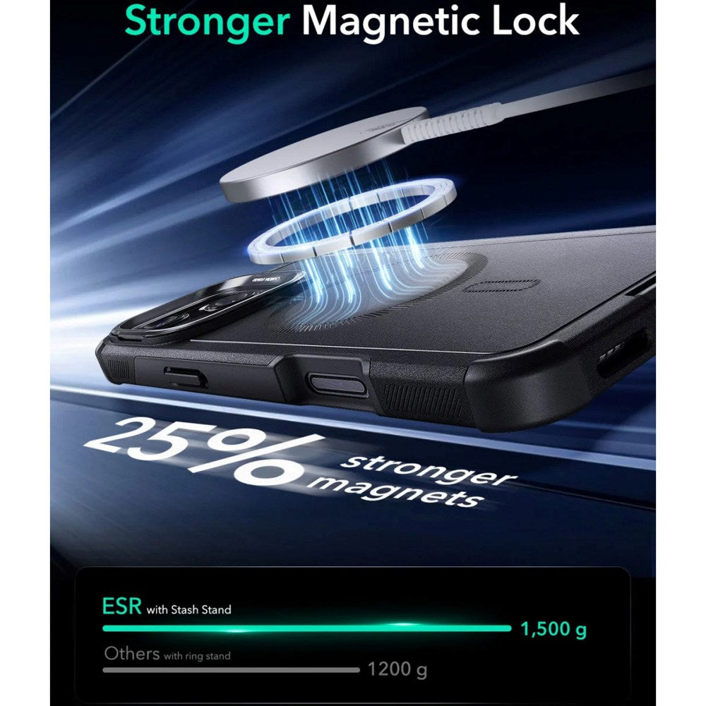 ESR iPhone 16 Cyber Armor Case - inkl. Kickstand - MagSafe Kompatibel - Sort