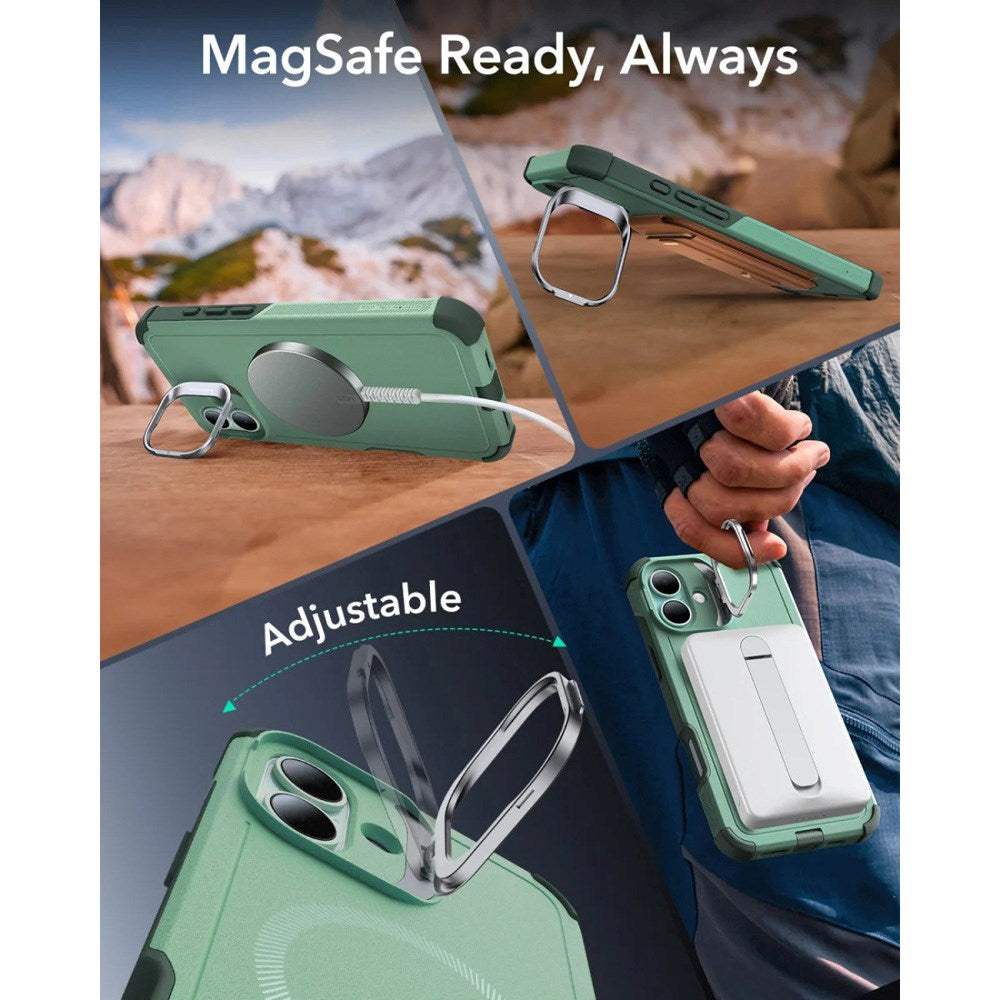 ESR iPhone 16 Cyber Armor Case - inkl. Kickstand - MagSafe Kompatibel - Grøn