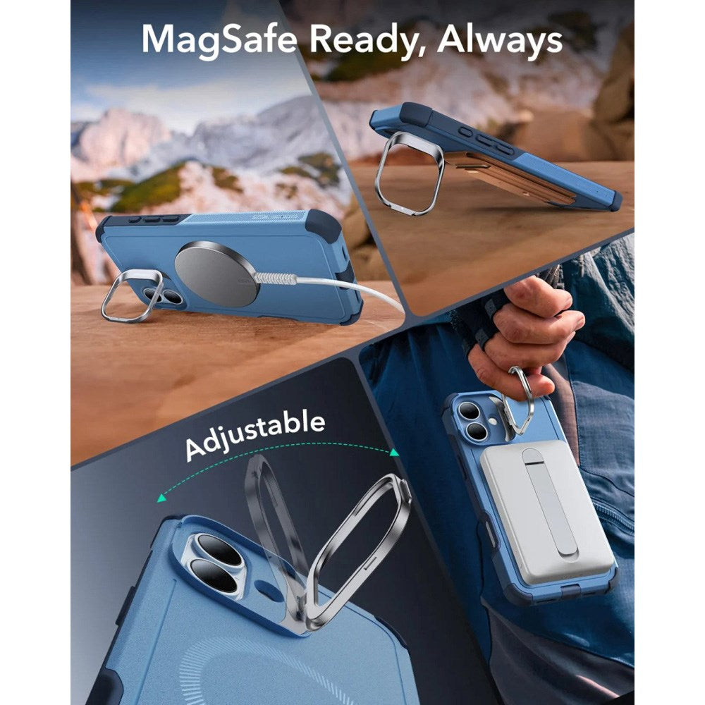 ESR iPhone 16 Cyber Armor Case - inkl. Kickstand - MagSafe Kompatibel - Blå