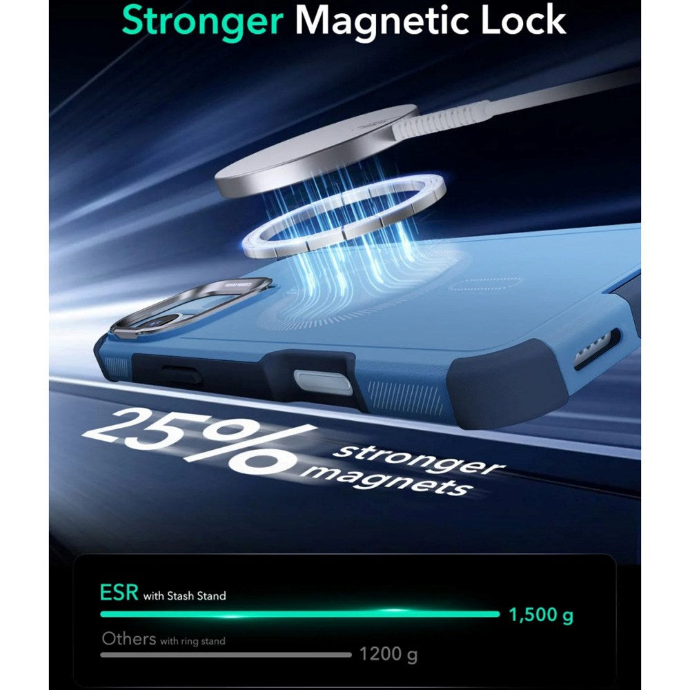 ESR iPhone 16 Cyber Armor Case - inkl. Kickstand - MagSafe Kompatibel - Blå