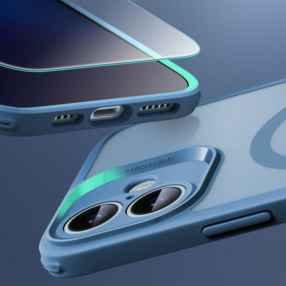 iPhone 16 ESR HaloLock m. Bagside Cover & Beskyttelsesglas - MagSafe Kompatibel - Mat Blå