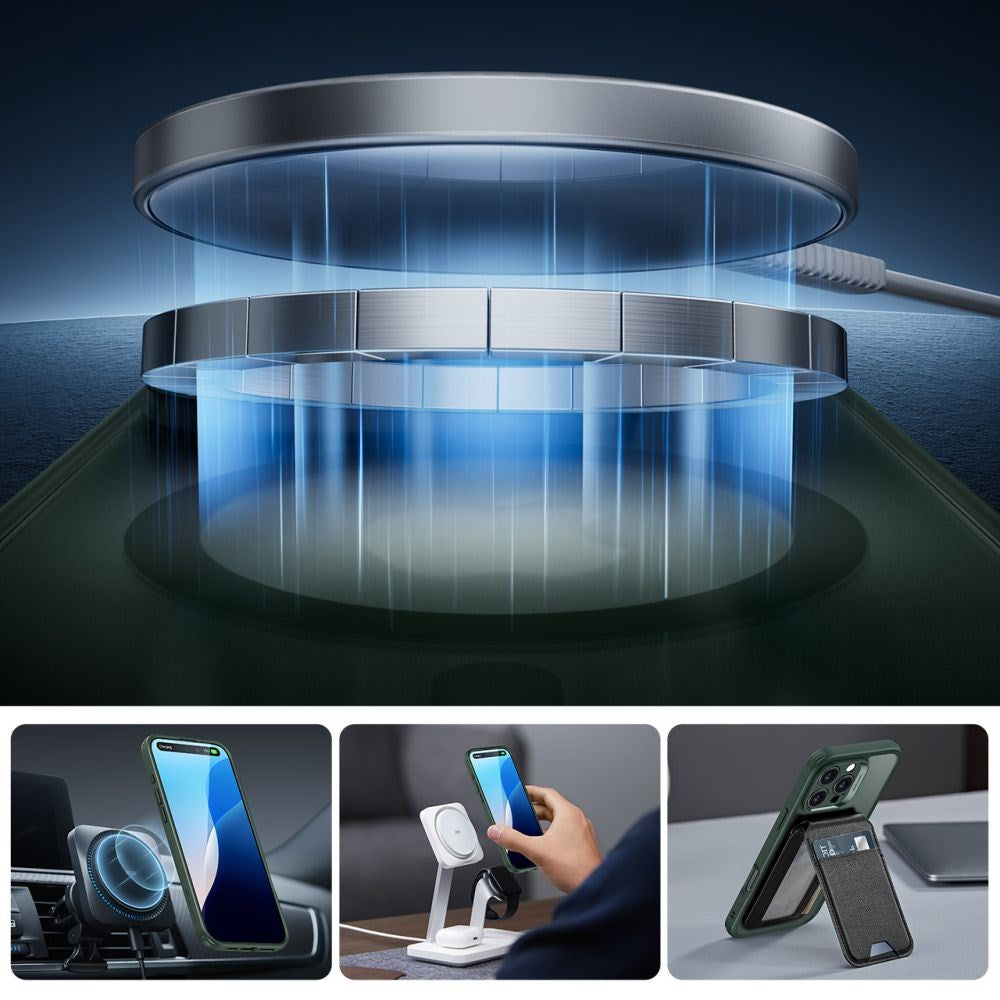 iPhone 16 Pro Max ESR HaloLock m. Bagside Cover & Beskyttelsesglas - MagSafe Kompatibel - Mat Grøn