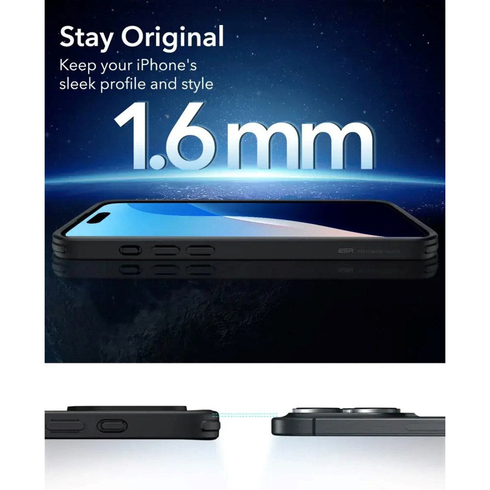 ESR iPhone 16 Pro Classic Hybrid Case m. Camera Control Knap - MagSafe Kompatibel - Gennemsigtig / Sort