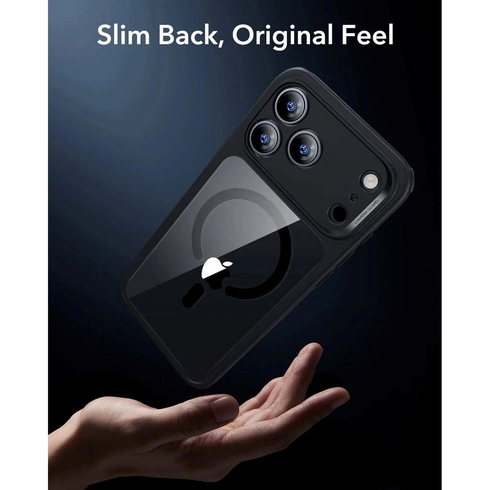 iPhone 17 Pro Max ESR Classic Hybrid Cover m. Indbygget Camera Control Knap - MagSafe Kompatibel - Gennemsigtig / Sort