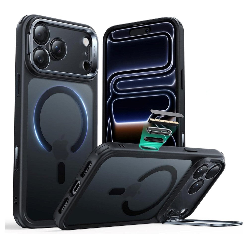 ESR iPhone 17 Pro Classic Hybrid Stash Cover m. Kickstand - MagSafe Kompatibel - Mat Sort