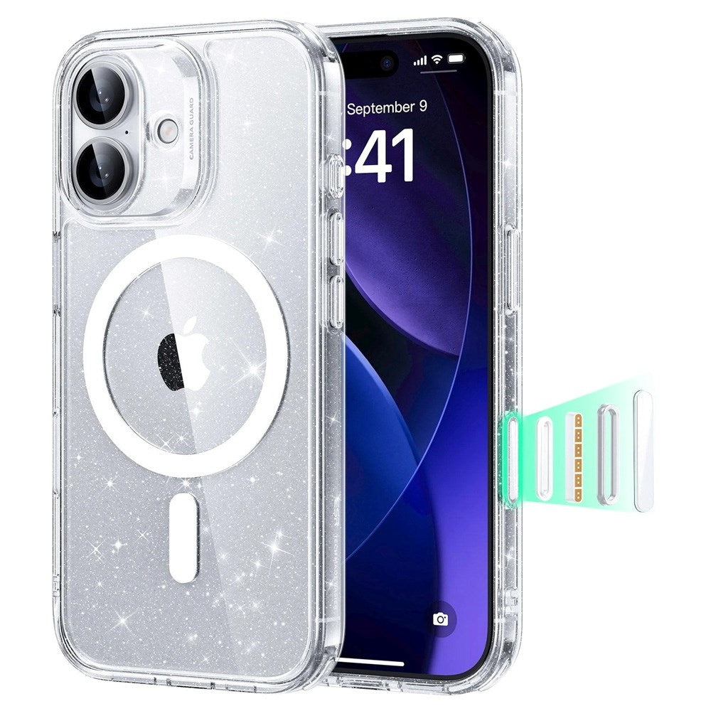 iPhone 17 ESR Classic Hybrid Cover m. Indbygget Camera Control Knap - MagSafe Kompatibel - Gennemsigtig / Glimmer