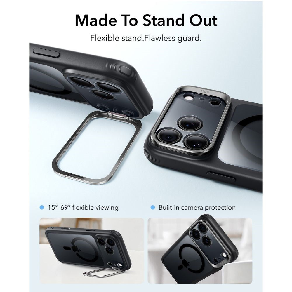 ESR iPhone 18 Pro / 17 Pro Classic Hybrid Kickstand Mobil Cover - MagSafe Kompatibel - Sort