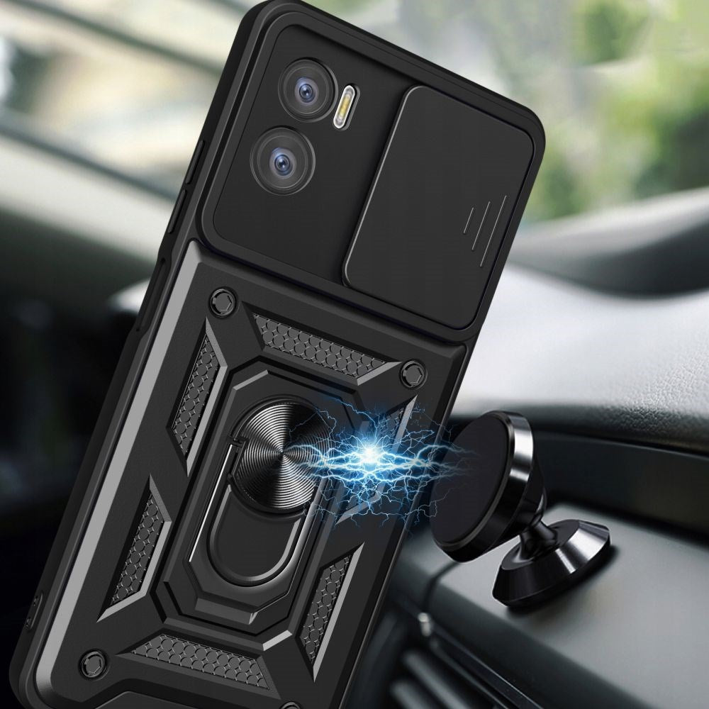 Motorola Moto E22 / E22i Tech-Protect Camshield Cover m. Magnetisk Ring & Ståfunktion - Sort