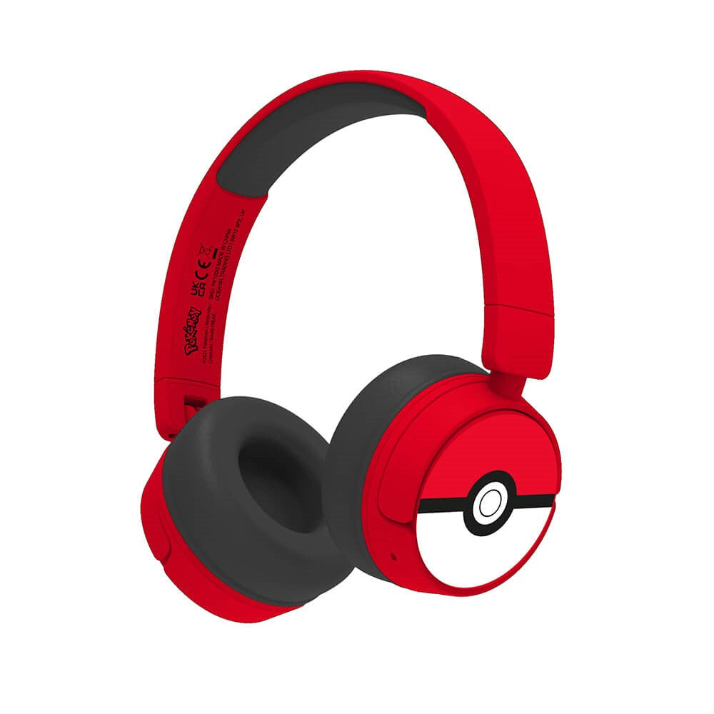 Trådløst Børne On-Ear Headset Max. 95dB - 3-7 År - Pokemon - Rød / Hvid