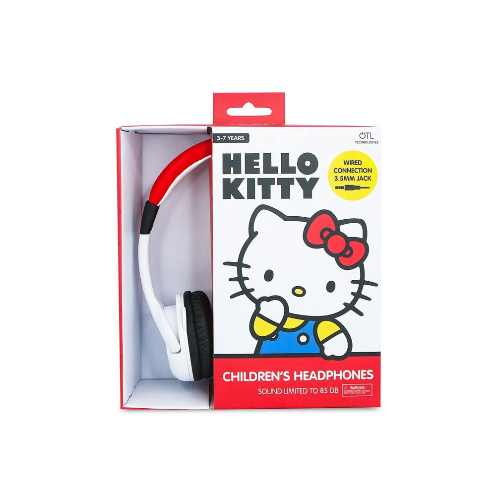 Hello Kitty OTL On-Ear Børne Headset m. 3D Ører - Max. 85dB - Hvid / Rød