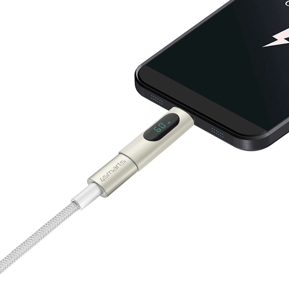 4smarts USB-C til USB-C 60W PremiumCord - 3x USB-C til USB-C Kabel m. USB-C Adapter & Forlænger - Hvid