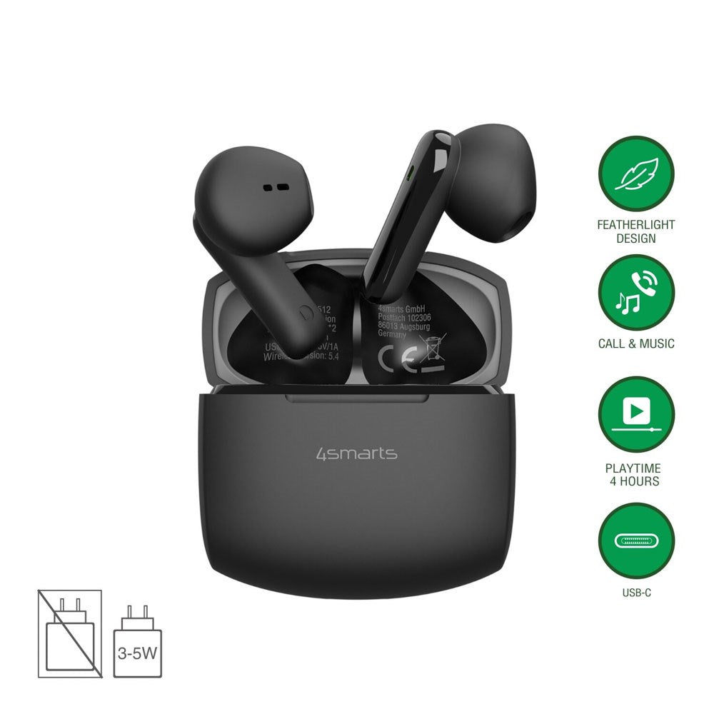 4smarts True Wireless SkyBuds Air In-Ear Høretelefoner - Sort