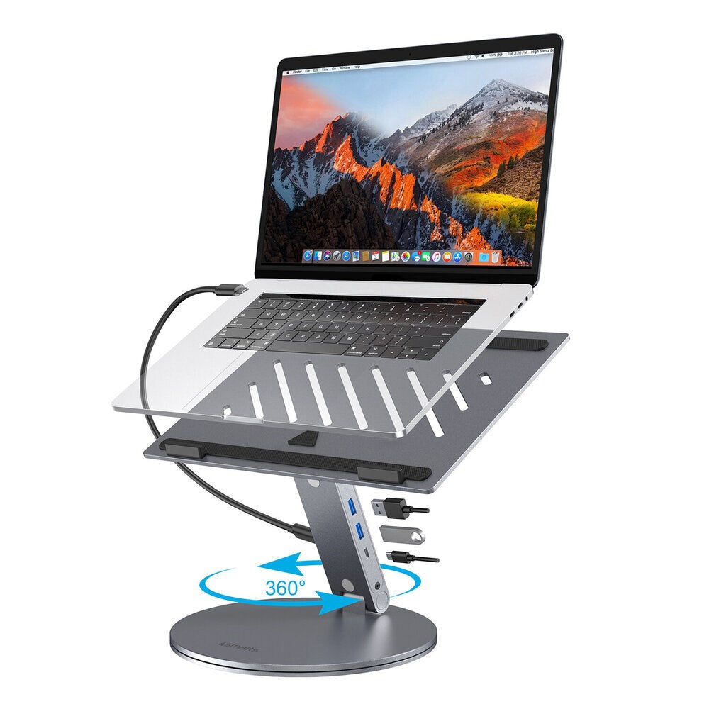 4smarts ErgoPro 360 Graders Laptop / Tablet Stativ m. 6-i-1 USB-C Dock - Grå