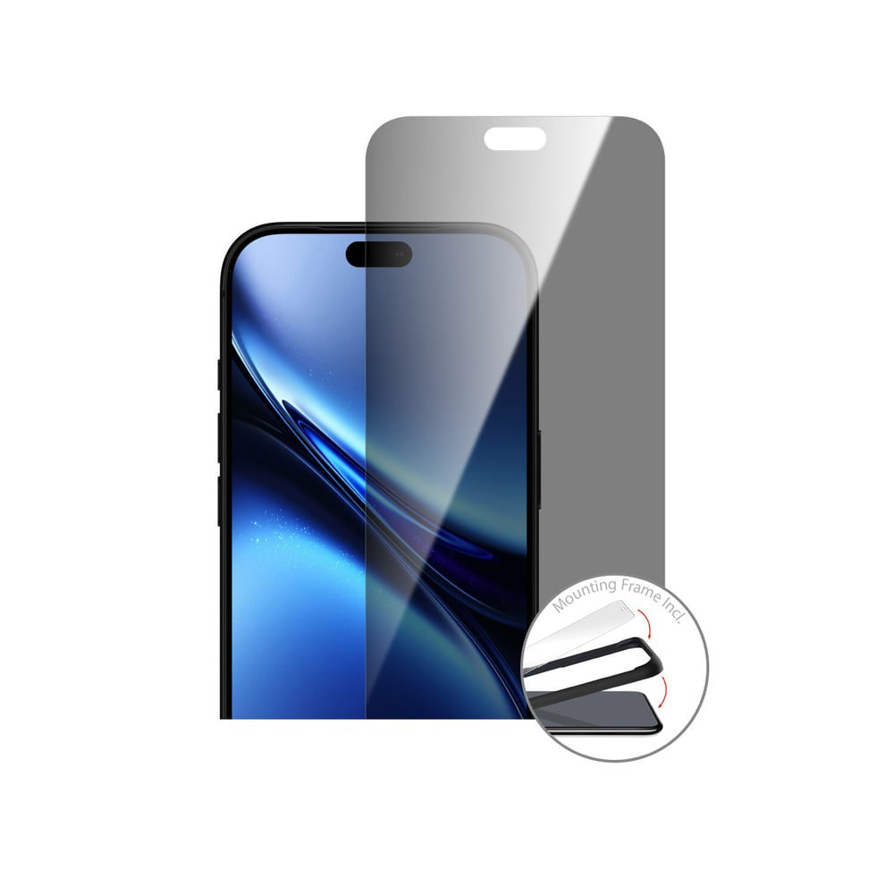 iPhone 18 Pro Max 4Smarts Second Glass Skærmbeskyttelse m. Rengøringssæt & Monteringsramme - Privacy Funktion - Gennemsigtig