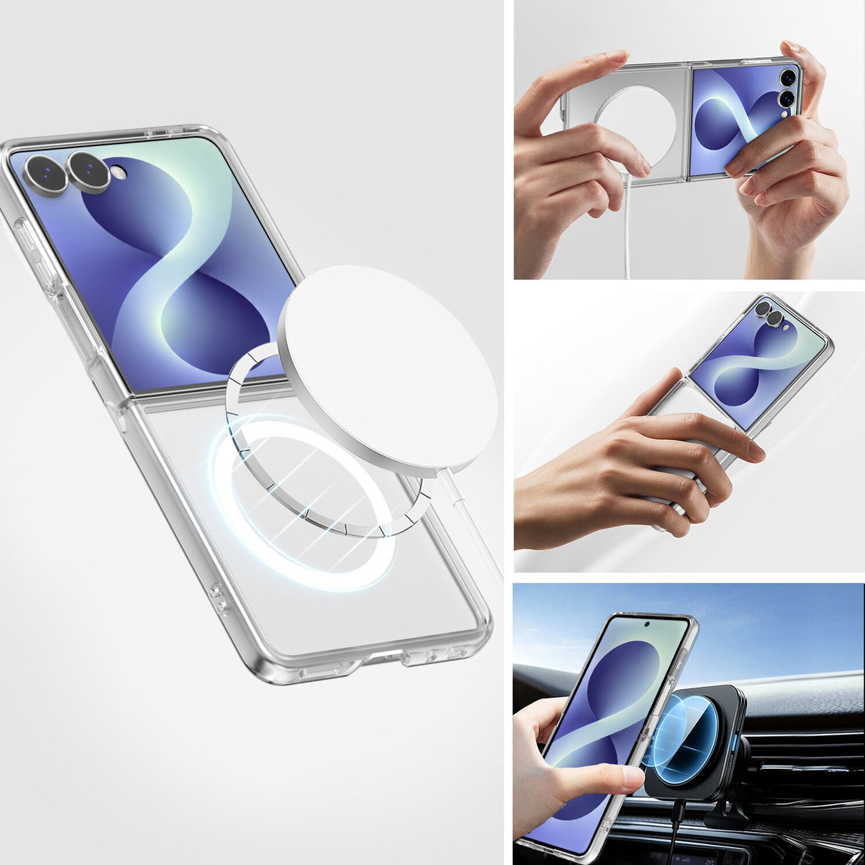 Samsung Galaxy Z Flip8 4Smarts 360° Protection Set m. Bagside Cover & Skærmbeskyttelse - Gennemsigtig