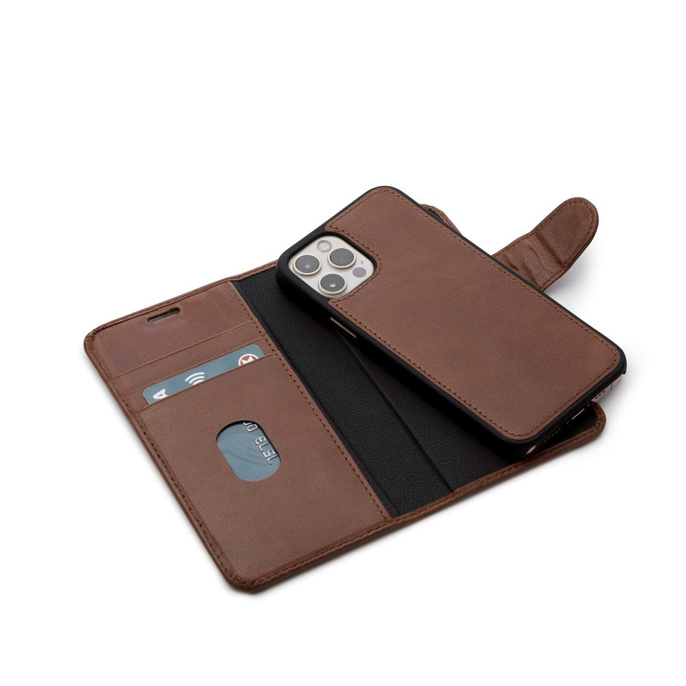 Trunk iPhone 12 Mini Ægte Læder Cover - 2-i-1 Design - Brun