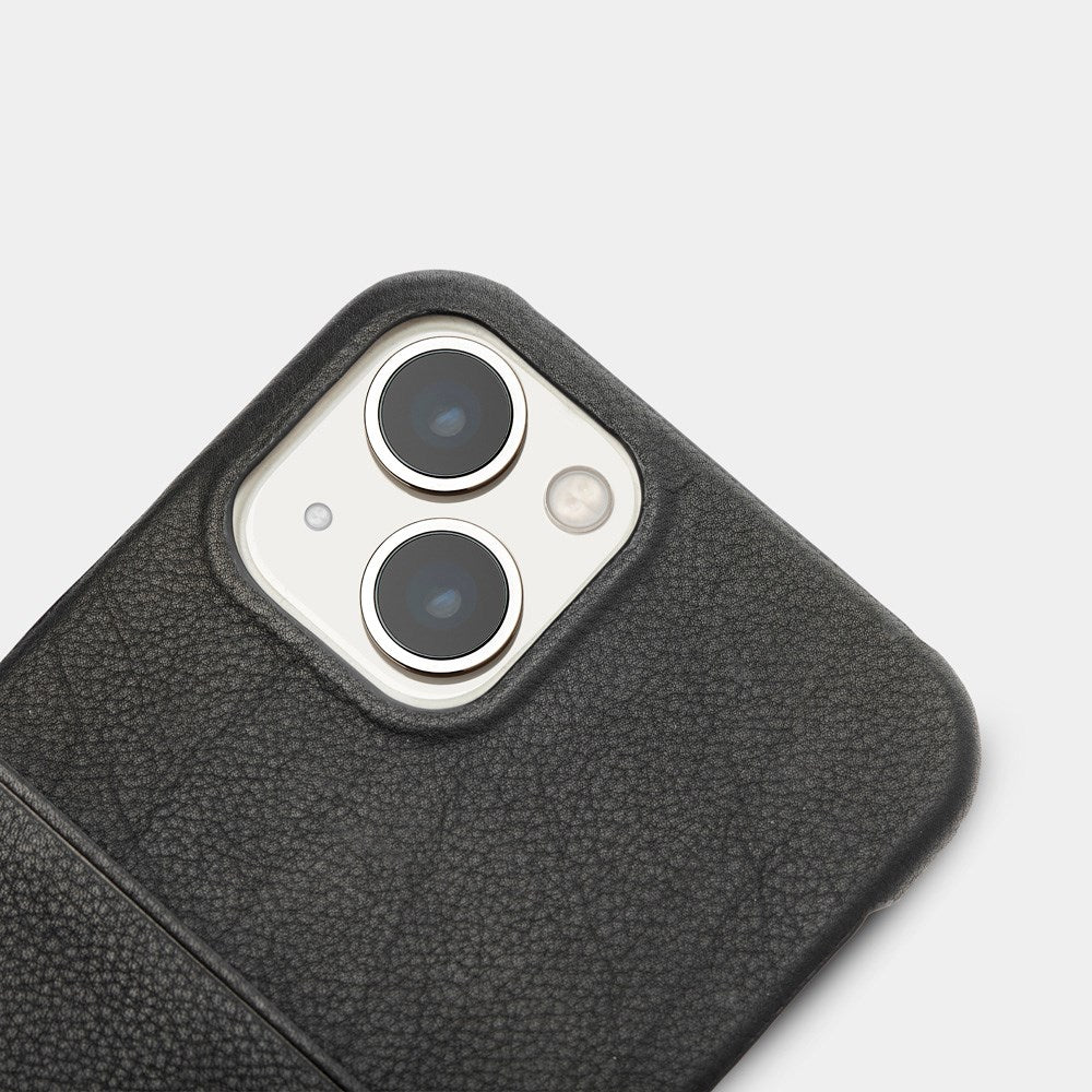 Trunk iPhone 13 Ægte Læder Mobil Cover m. Kortlomme - Sort