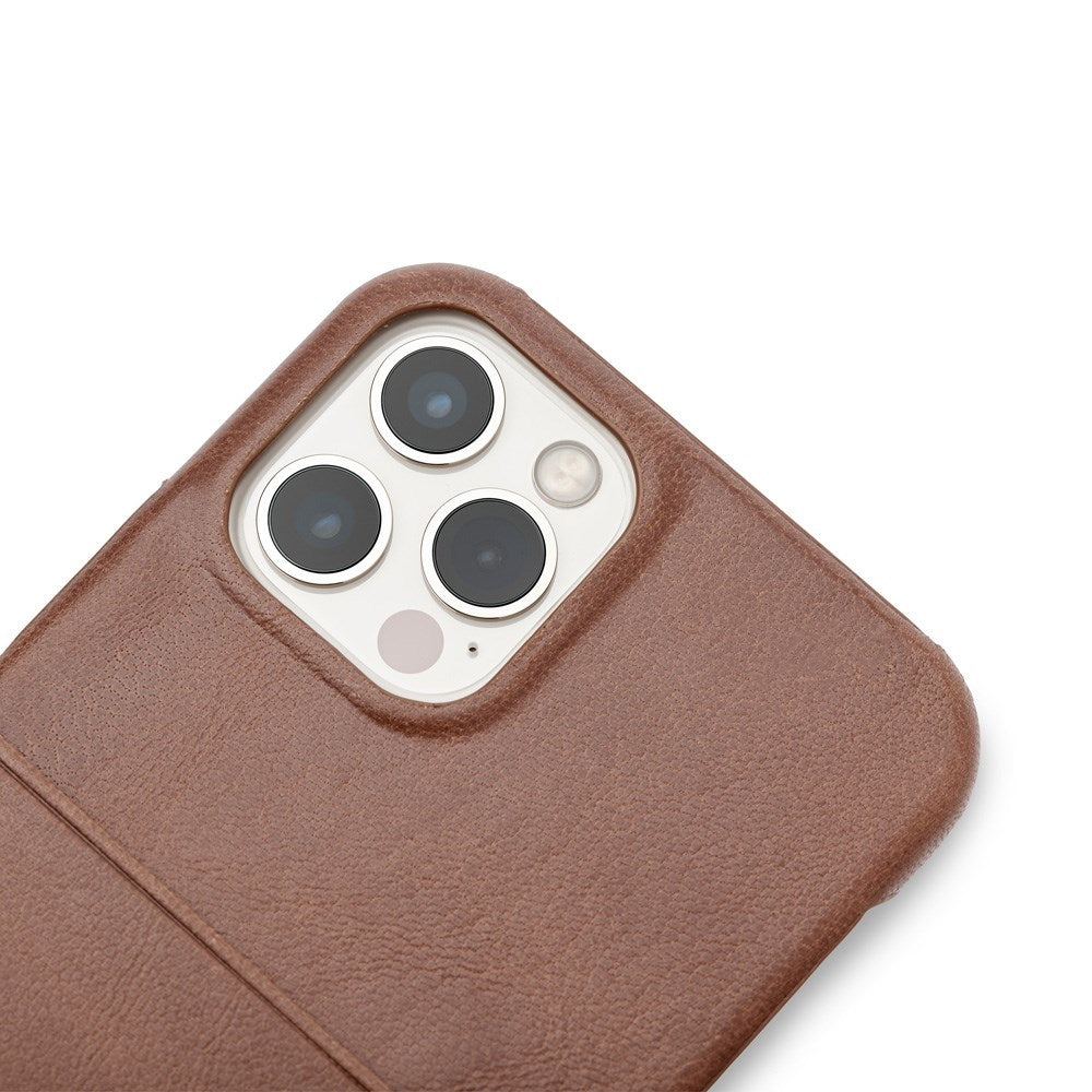 Trunk iPhone 13 Ægte Læder Mobil Cover m. Kortlomme - Brun