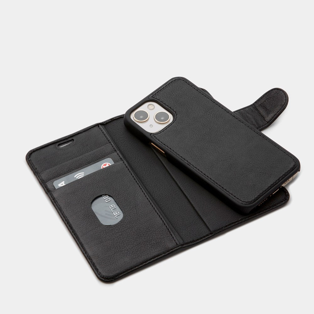 Trunk iPhone 13 Ægte Læder Cover - 2-i-1 Design - Sort