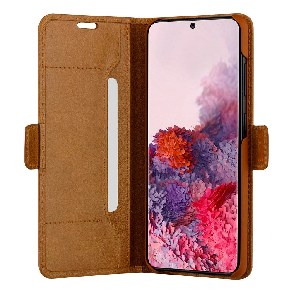 Samsung Galaxy S20 - dbramante1928 Copenhagen Slim Ægte Læder Flip Cover m. Pung - Tan