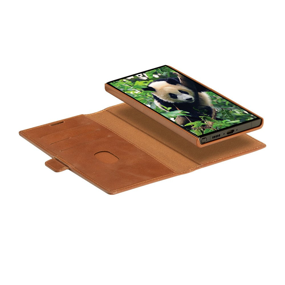 Samsung Galaxy S23 Ultra dbramante1928 Lynge Ægte Læder Magnet Flip Cover - Tan