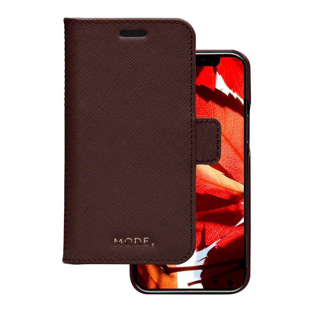 iPhone 12 Mini - dbramante1928 New York 2-i-1 Ægte Læder Flip Cover - Dark Chocolate