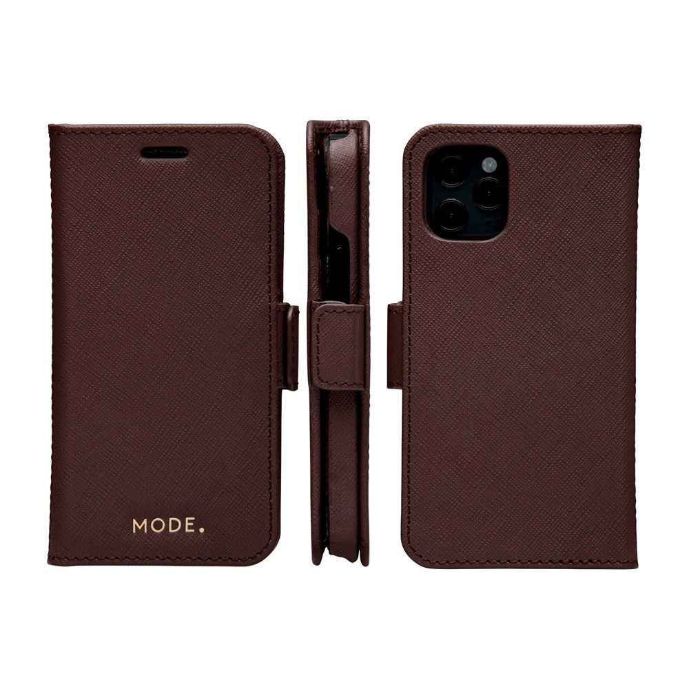 iPhone 12 Mini - dbramante1928 New York 2-i-1 Ægte Læder Flip Cover - Dark Chocolate