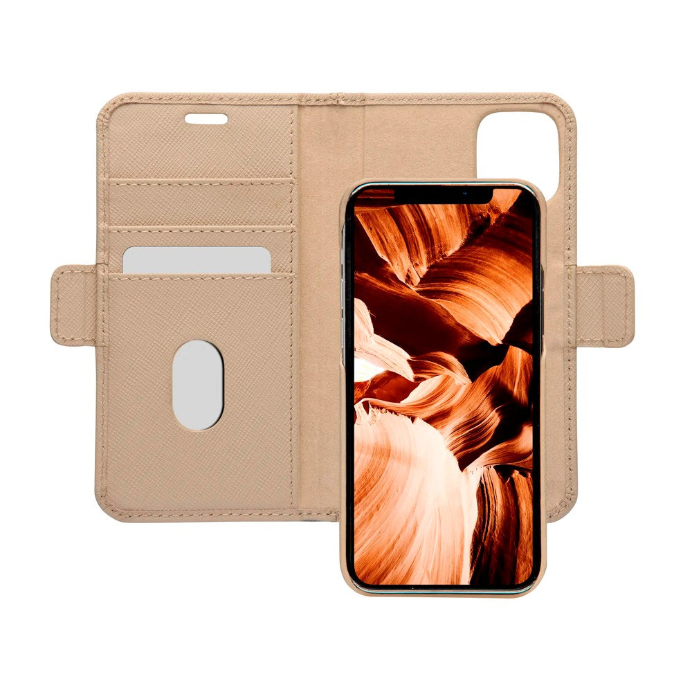 iPhone 12 Mini - dbramante1928 New York 2-i-1 Ægte Læder Flip Cover - Sahara Sand