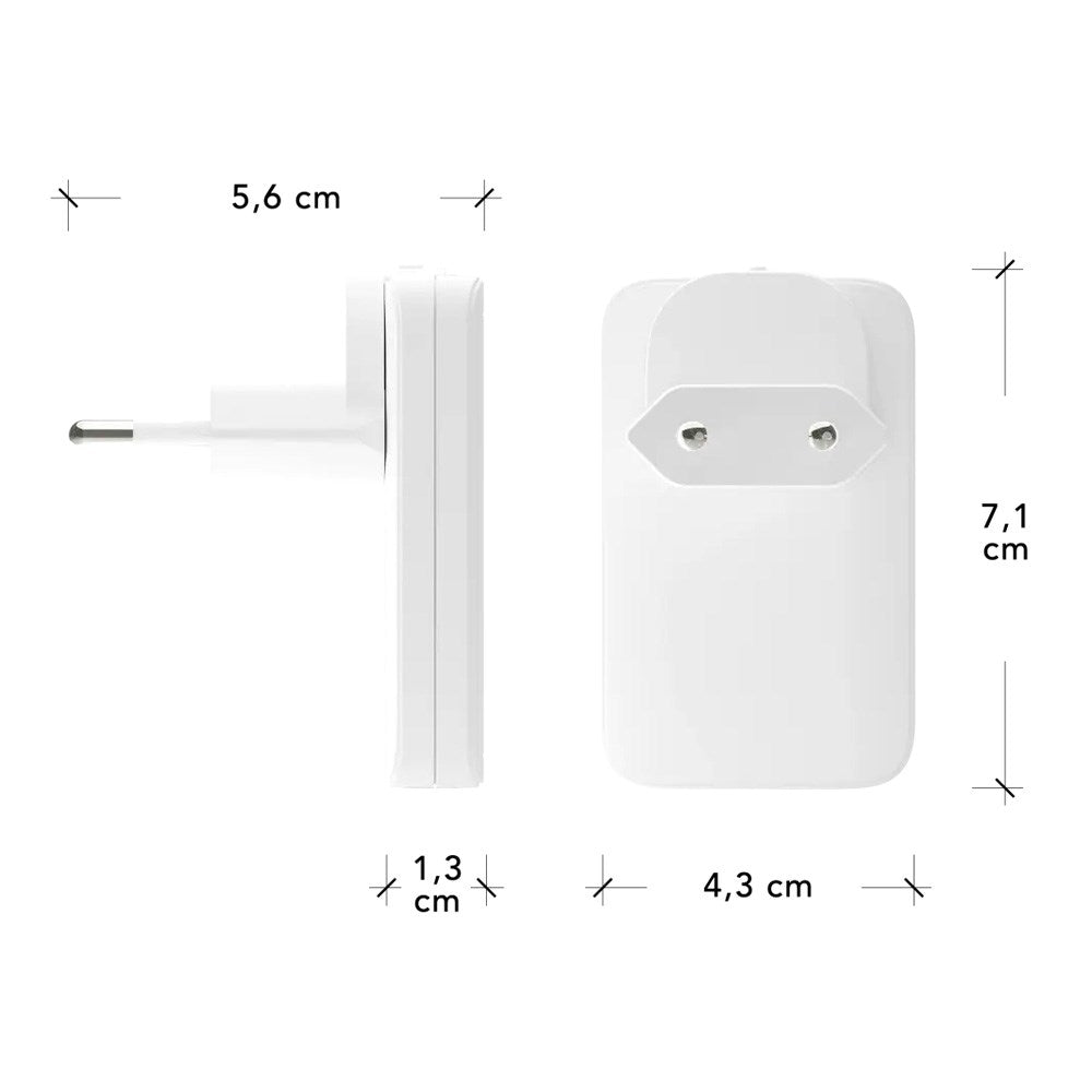 Slim Vægoplader - dbramante1928 - 1x USB-C 30W & 1x USB-A 30W - Hvid