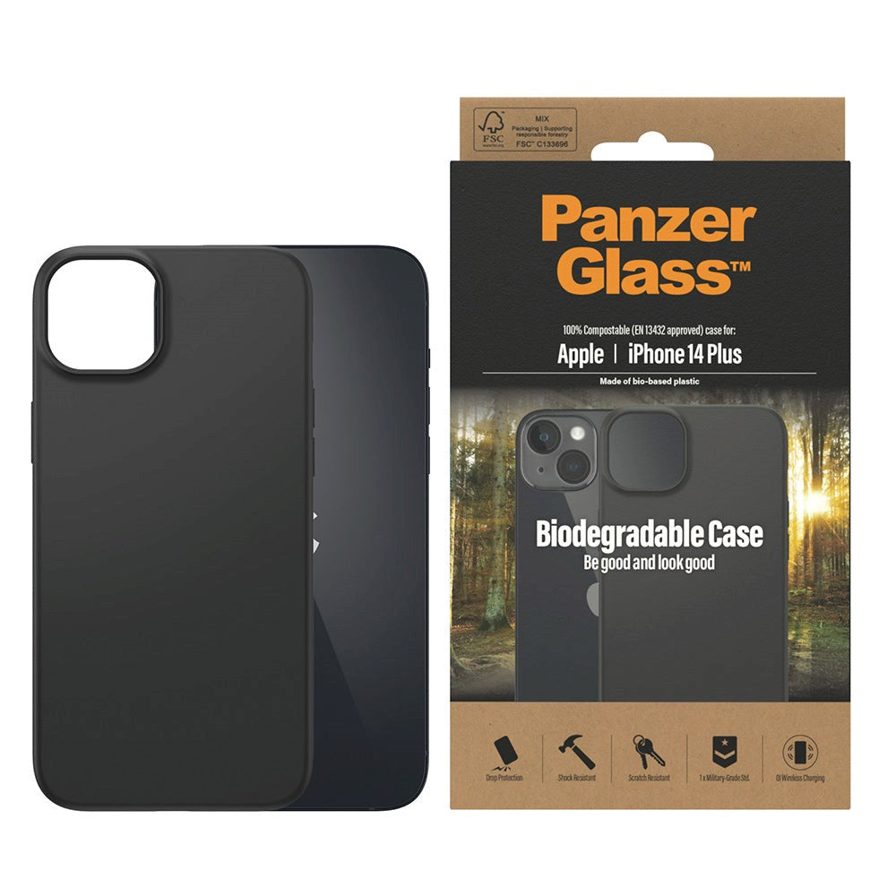iPhone 14 Plus PanzerGlass Biodegradeable Case - 100% Plantebaseret - Sort