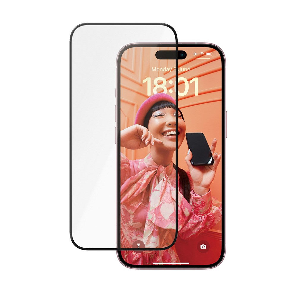 iPhone 15 / 16 PanzerGlass Ultra Wide Fit Ceramic Beskyttelsesglas m. EasyAligner - Sort Kant