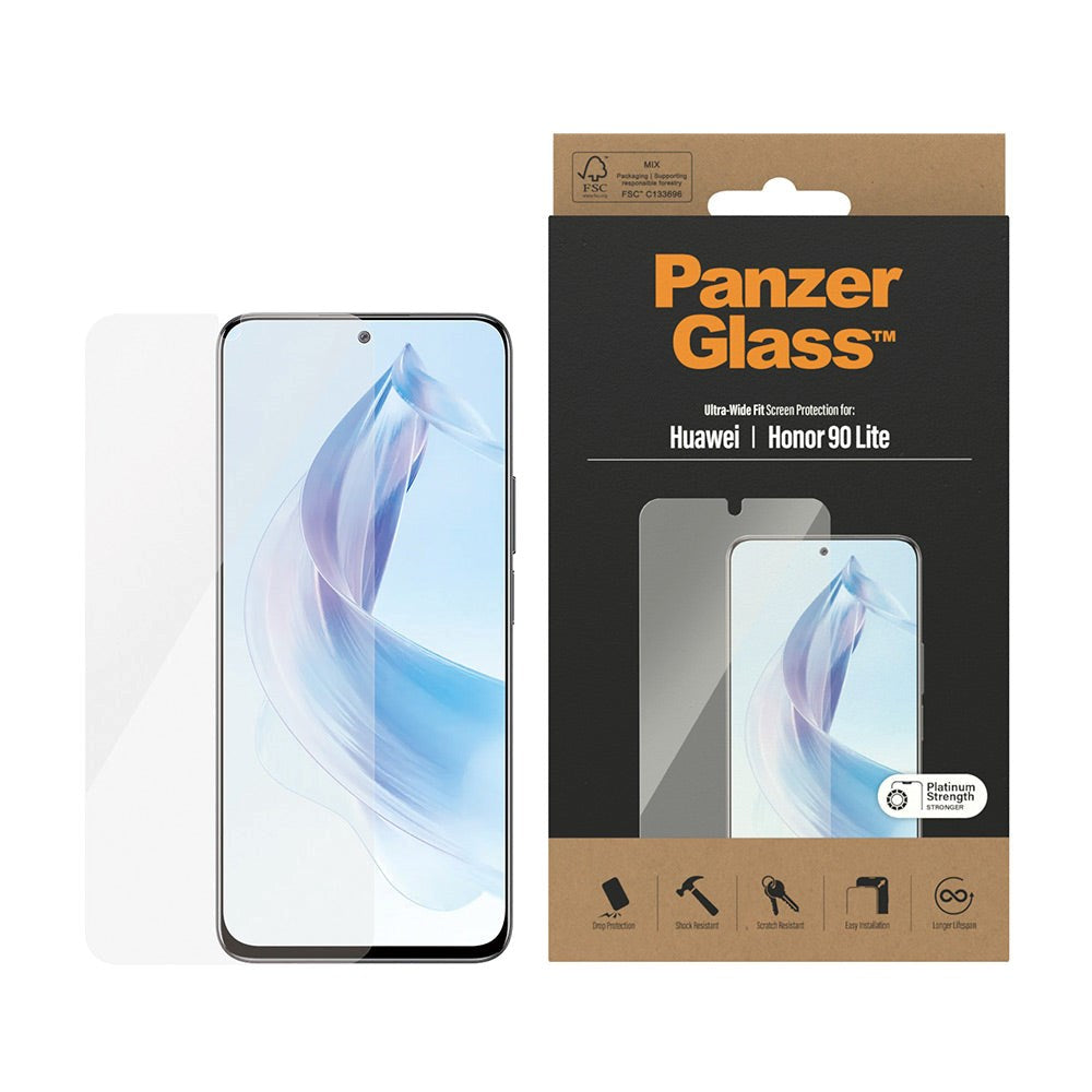Honor 90 Lite PanzerGlass Ultra Wide Fit Skærmbeskyttelsesglas - Platinum Strength - Gennemsigtig