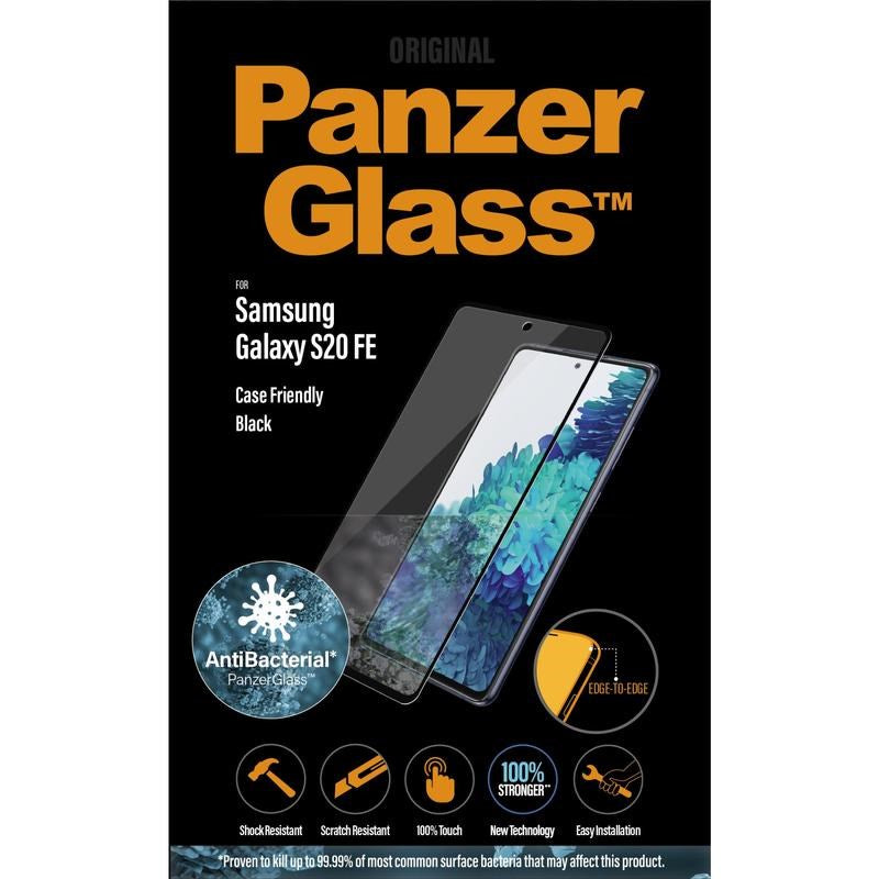 PanzerGlass Samsung Galaxy S20 FE / S20 FE (5G) AntiBacterial Edge-To-Edge Skærmbeskyttelse - Case Friendly - Sort