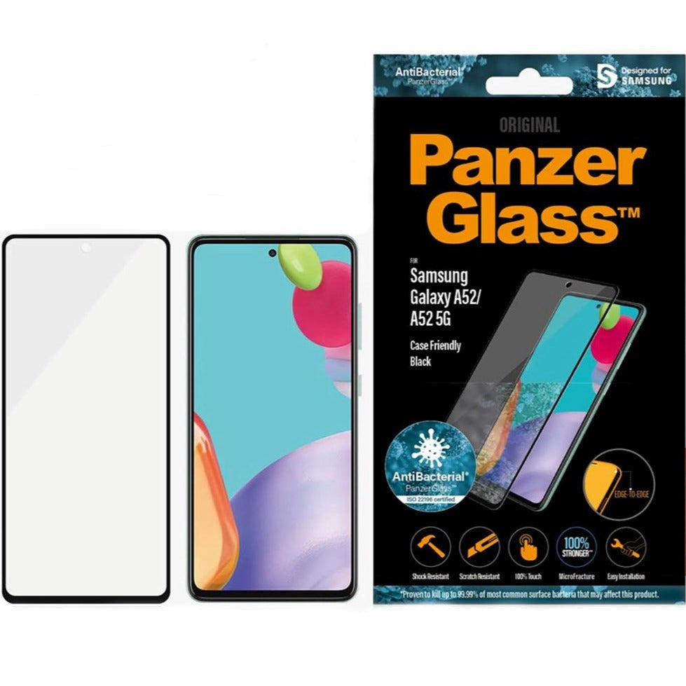 Samsung Galaxy A52 4G / 5G PanzerGlass AntiBacterial Edge-to-Edge Case Friendly Skærmbeskyttelse - Sort Kant