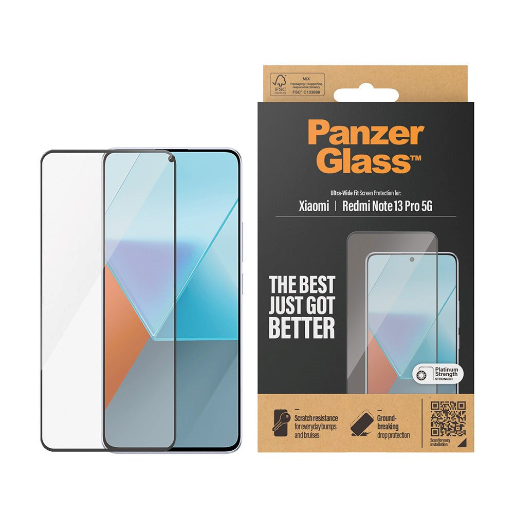 Xiaomi Redmi Note 13 Pro (5G) PanzerGlass Ultra Wide Fit Skærmbeskyttelsesglas - Platinum Strength - Sort Kant