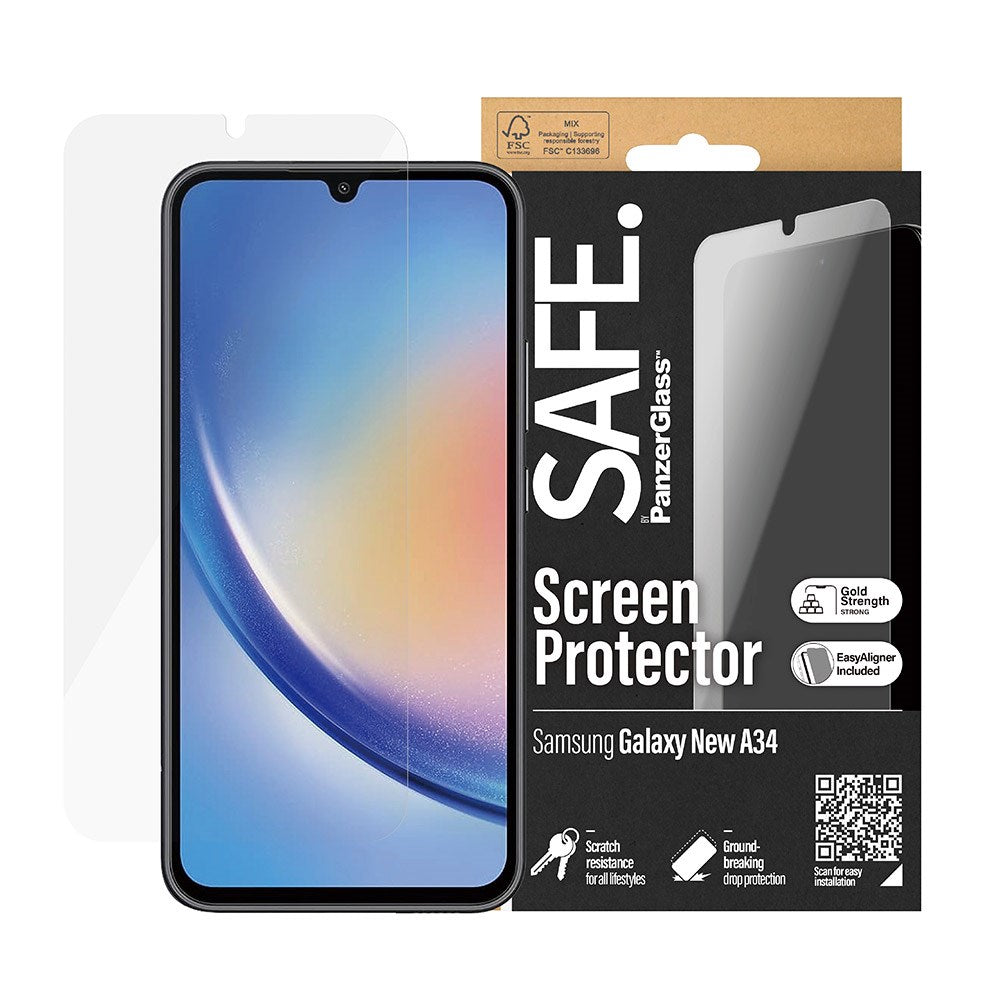 Samsung Galaxy A35 (5G) Safe By PanzerGlass® Ultra-Wide Fit Skærmbeskyttelsesglas - Case Friendly - Gold Strength - Gennemsigtig