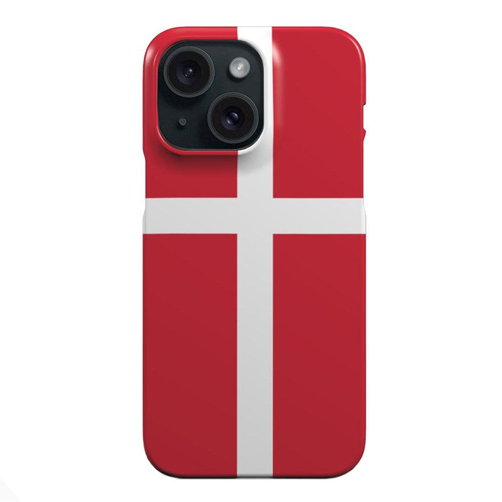 EIDERWOOD iPhone 15 Hård Plastik Bagside Cover - Danmarks Flag