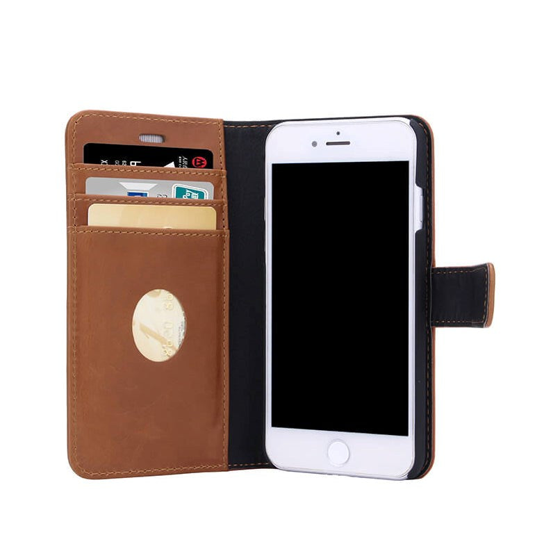 RadiCover 2-in-1 - iPhone 8/7/6/6s - Ægte Læder Cover - 86% Strålingsbeskyttelse - Brun