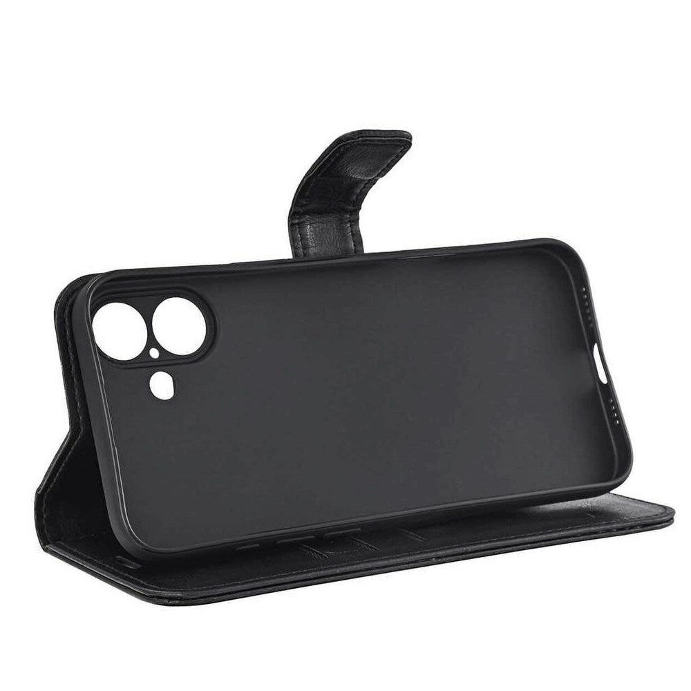 RadiCover iPhone 16 Plus Anti Stråling Vegansk Læder Flip Cover m. Pung - MagSafe Kompatibel - Sort