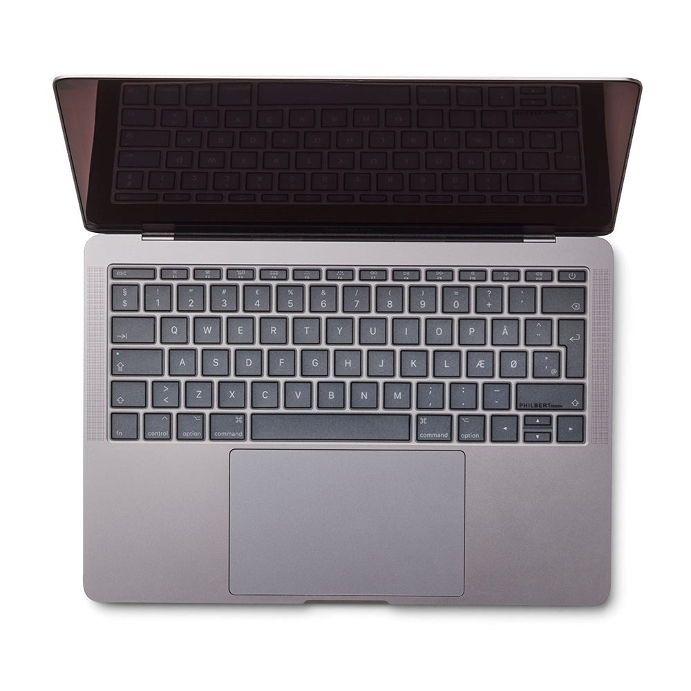 Philbert MacBook (A1534 / A1708) Keyboard Cover m. Dansk Tastatur - Transparent / Sort