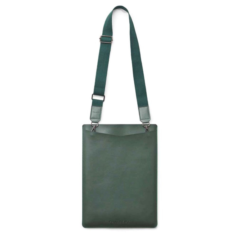 Philbert UltraSlim Vegansk Læder Sleeve m. Strop Til MacBook / Laptop 15" (35,5 x 25 x 2 cm) - Grøn