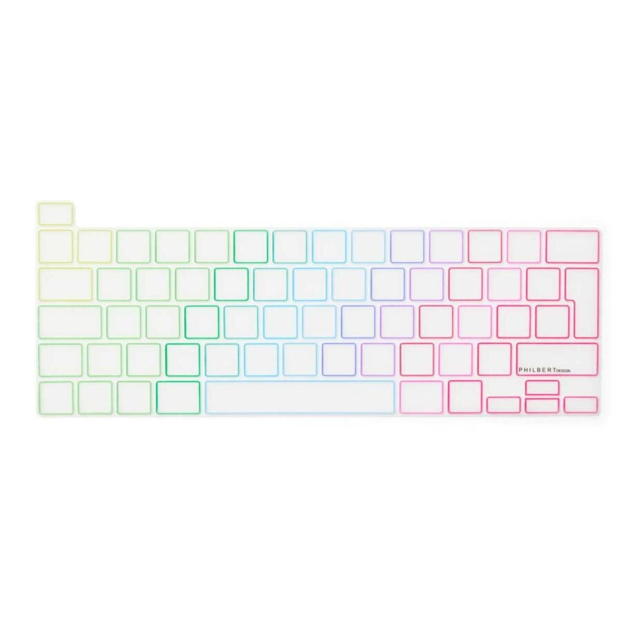 Philbert MacBook Pro 13" TB (2022 / 2020) / 16" TB (2019) Keyboard Cover - Europæisk Tastatur - Transparent / Rainbow