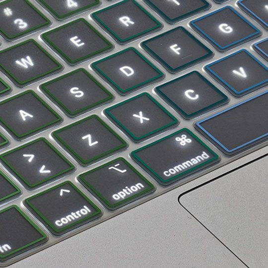 Philbert MacBook Pro 13" TB (2022 / 2020) / 16" TB (2019) Keyboard Cover - Europæisk Tastatur - Transparent / Rainbow