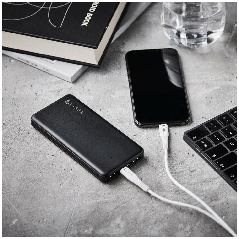 Lippa 10,5W m. USB-A Powerbank 10.000 mAh - Sort