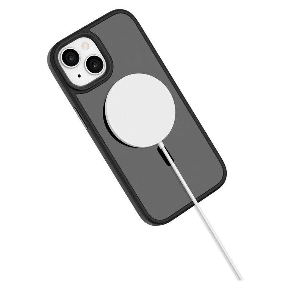 iPhone 15 Lippa Hybrid Plastik Mobil Cover - MagSafe Kompatibel - Mat / Sort