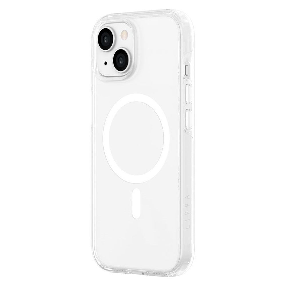 iPhone 15 Lippa Hybrid Plastik Mobil Cover - MagSafe Kompatibel - Gennemsigtig / Hvid